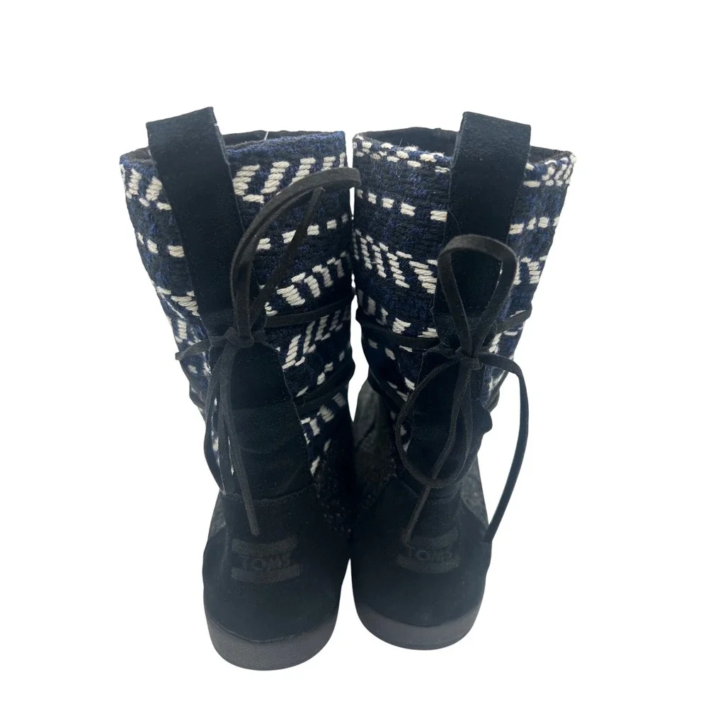 New TOMS‎ Nepal Pull on Ankle Boots Suede Trim Back Detail Navy Women's Size 8M
